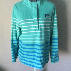 LL Bean Striped Rugby Polo Top Shirt Large